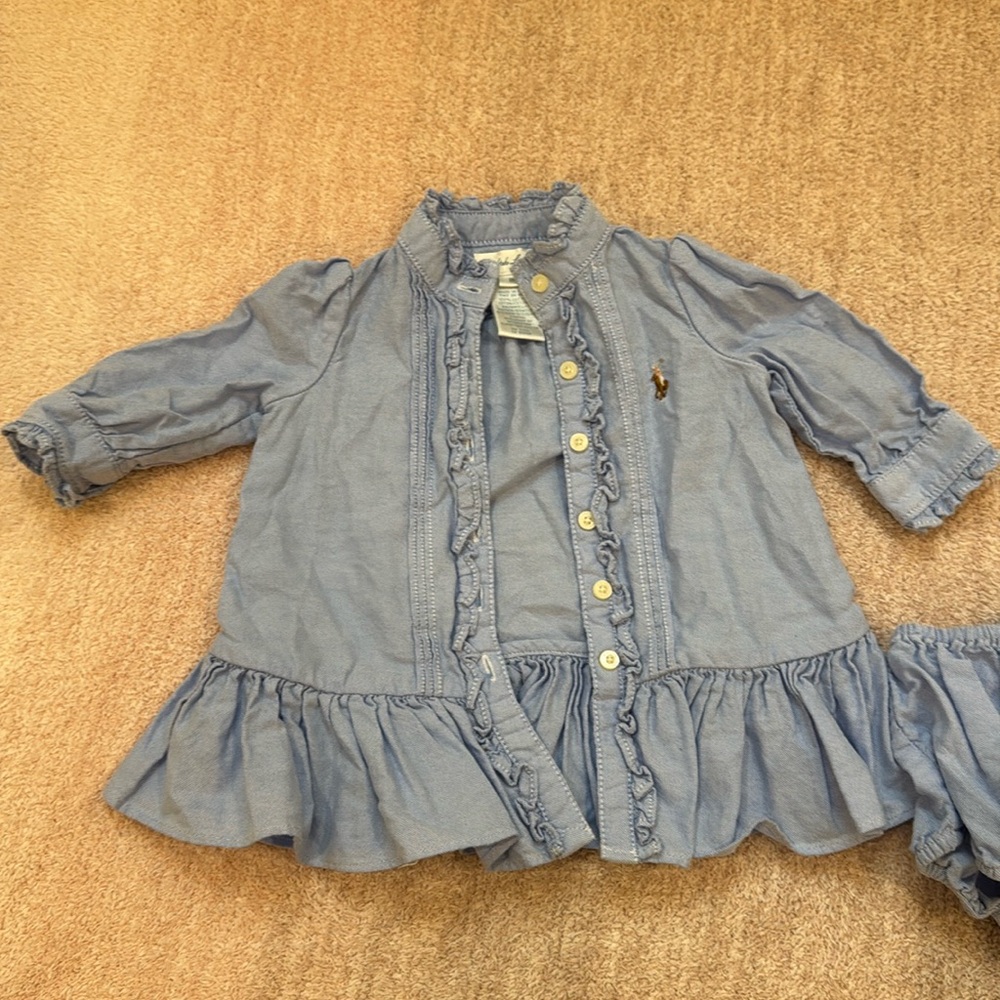 Ralph lauren infant dress with diaper cover. Size 3months